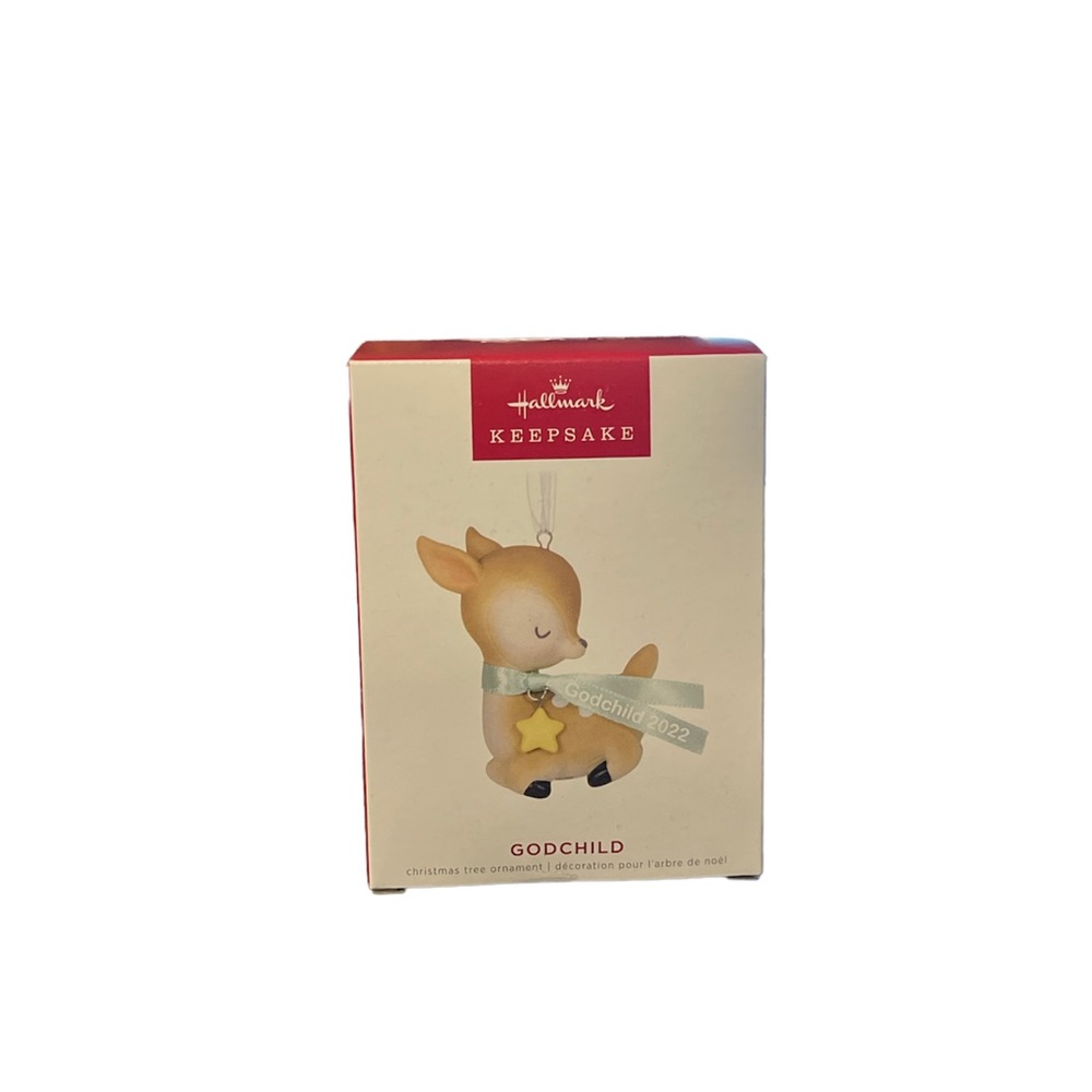 Hallmark Keepsake - Godchild - 2022 Sleeping Deer Ornament NEW IN‎ BOX - Picture 3 of 5